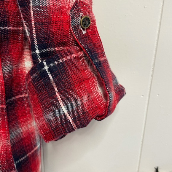 Hint of Mint Red Plaid Button Down Shirt Light Flannel & Lace - Picture 5 of 12